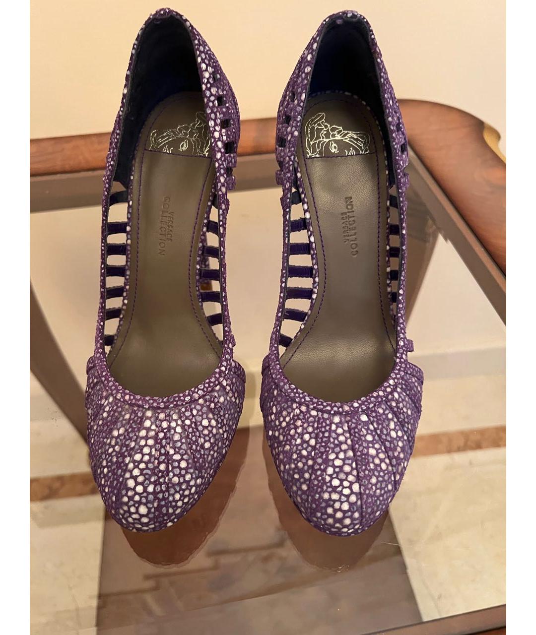VERSACE COLLECTION Фиолетовые кожаные туфли, фото 2