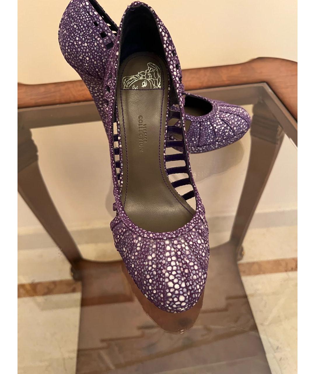 VERSACE COLLECTION Фиолетовые кожаные туфли, фото 3