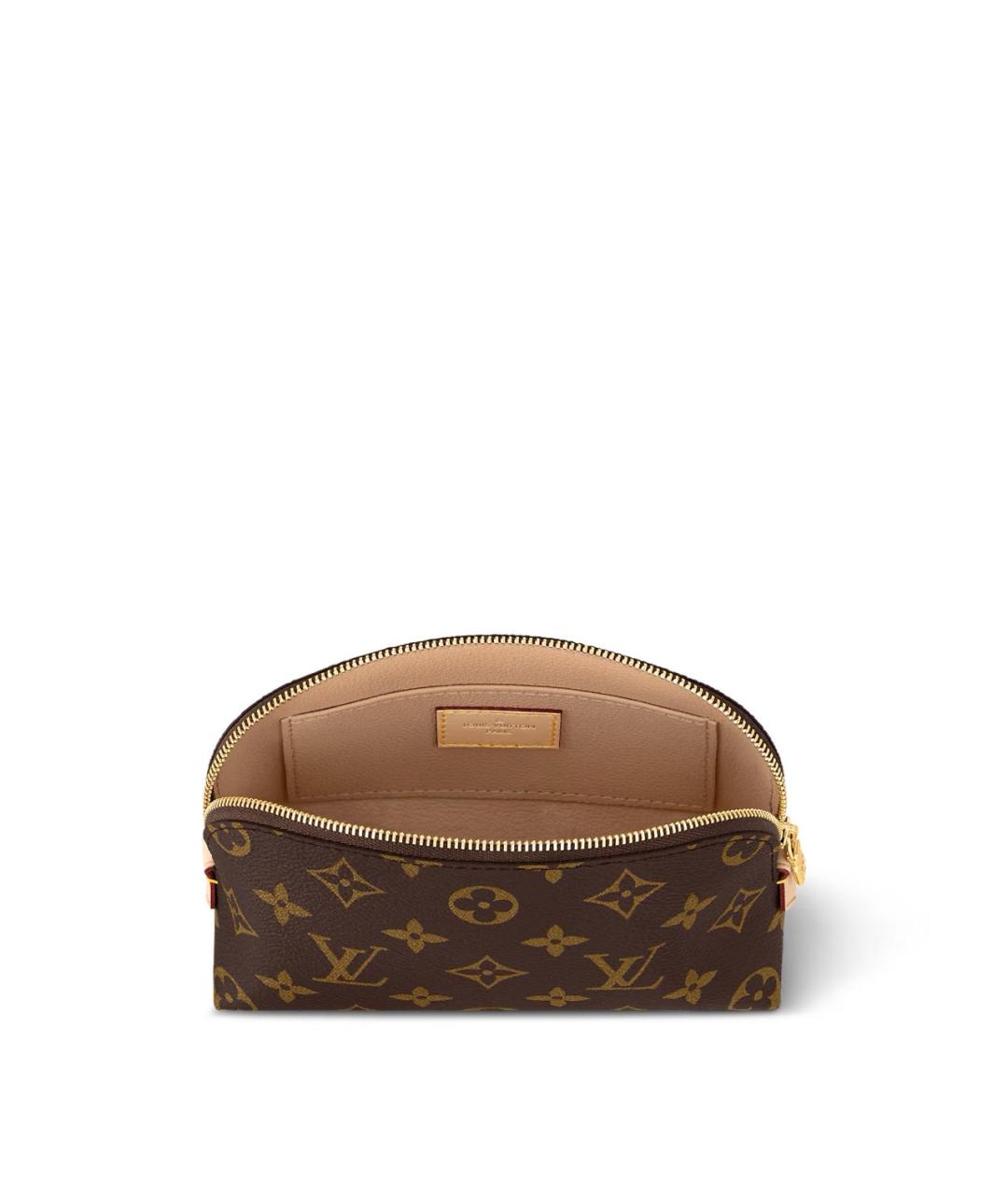 LOUIS VUITTON Коричневая кожаная косметичка, фото 4
