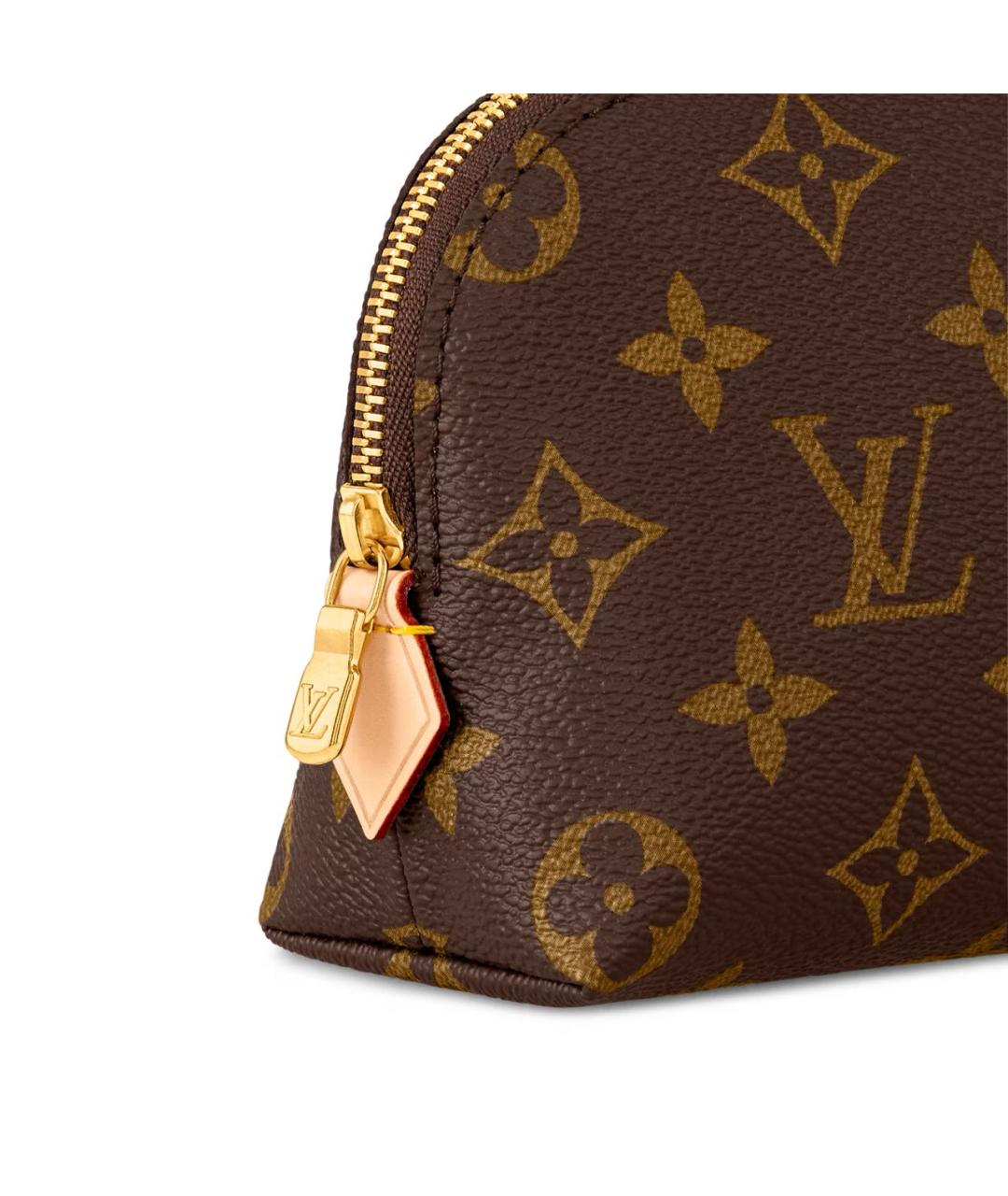 LOUIS VUITTON Коричневая кожаная косметичка, фото 2