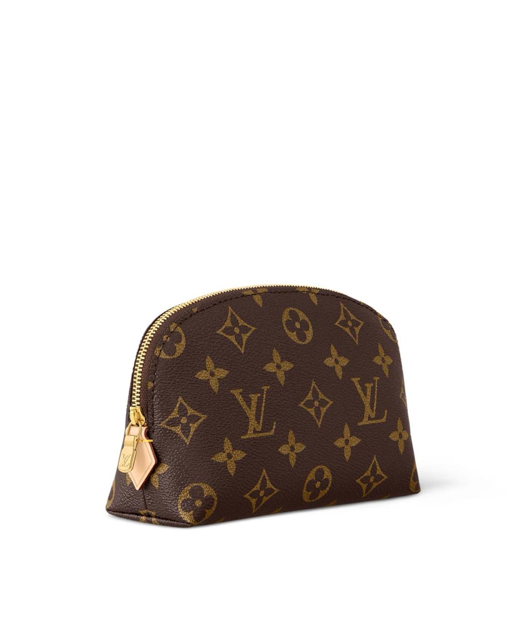 LOUIS VUITTON Коричневая кожаная косметичка, фото 3