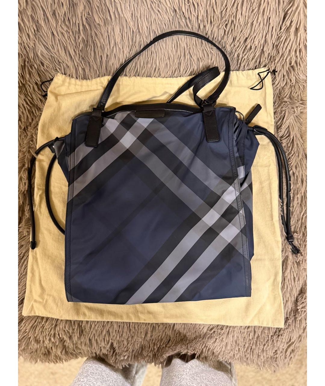BURBERRY Темно-синяя тканевая сумка через плечо, фото 3