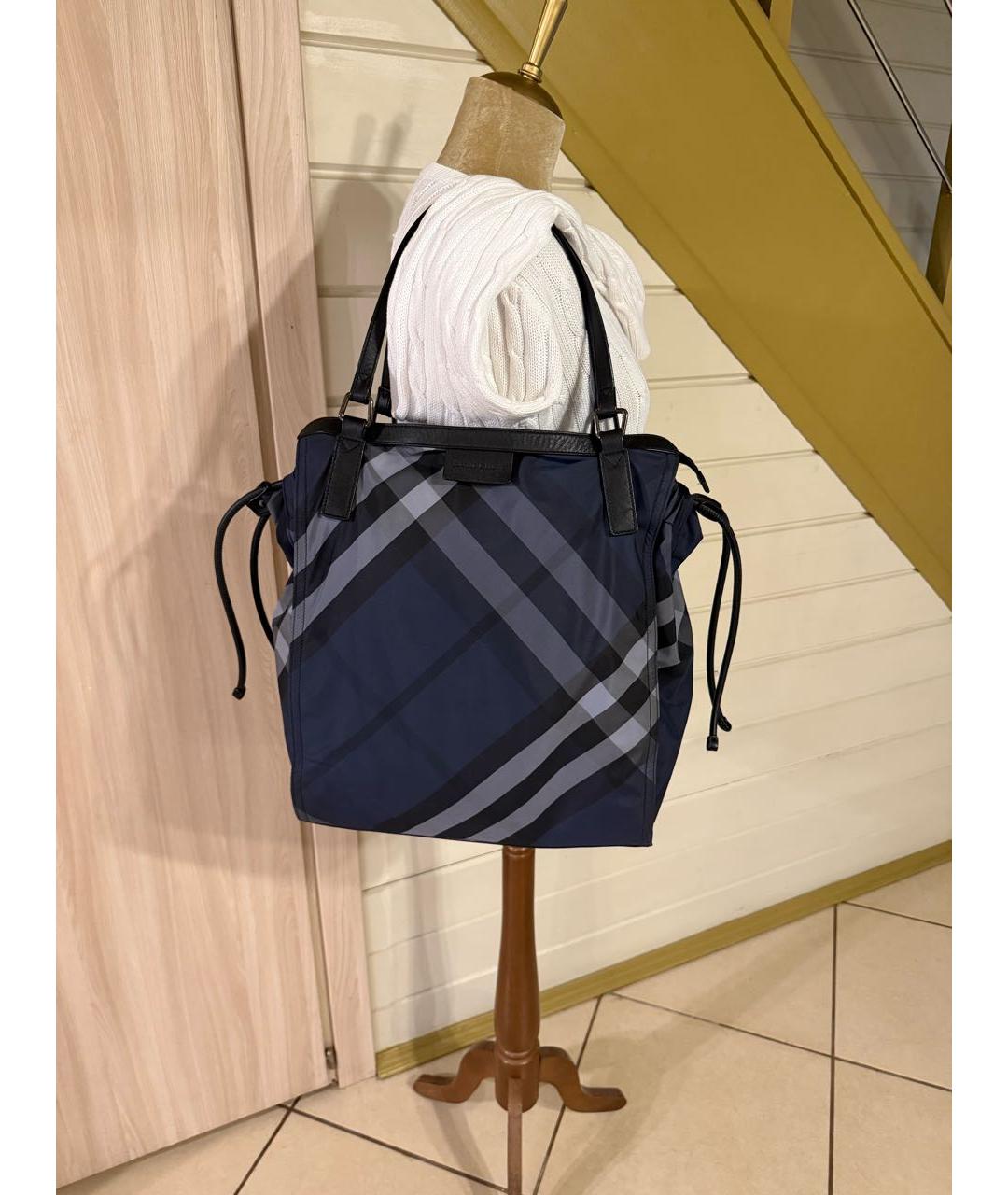 BURBERRY Темно-синяя тканевая сумка через плечо, фото 2