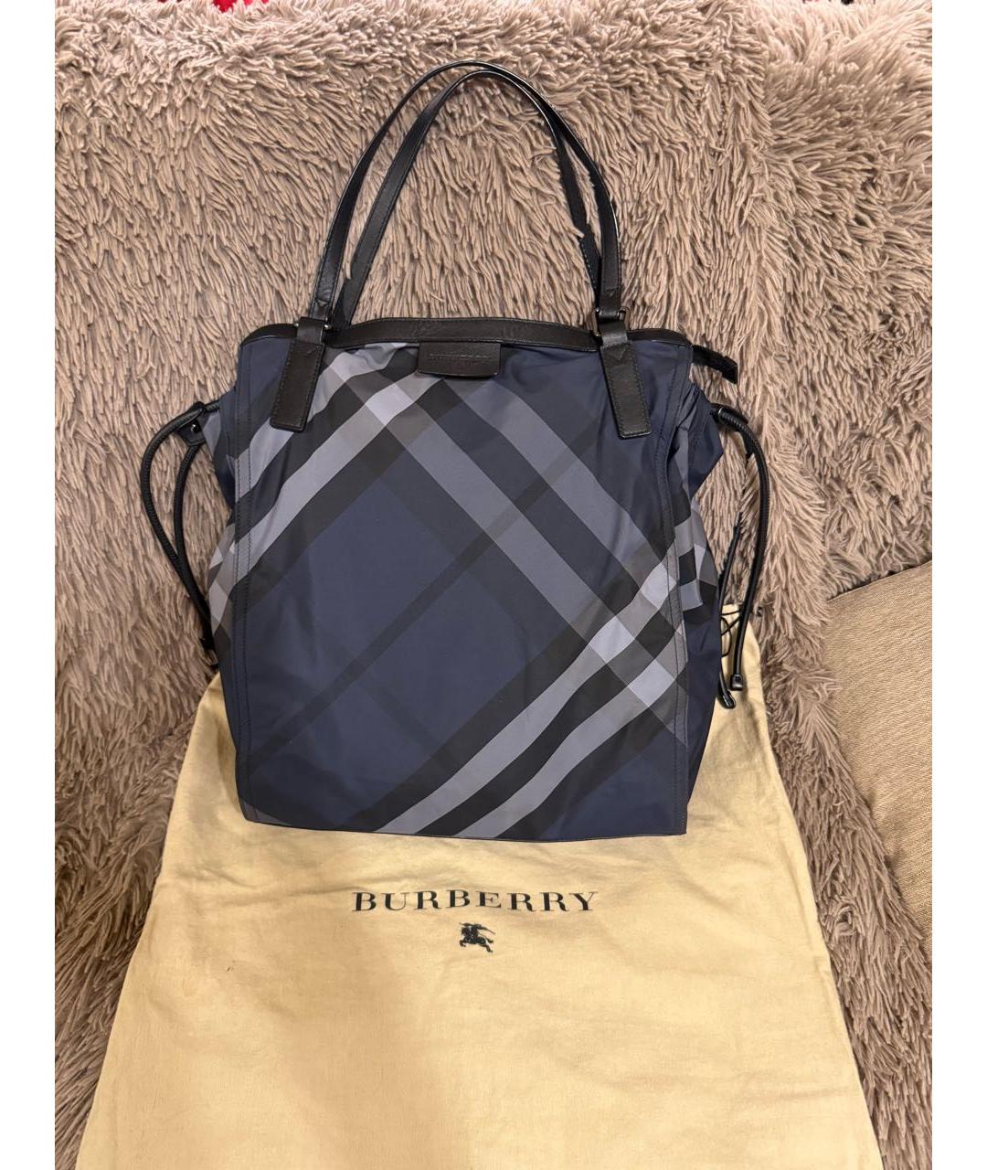 BURBERRY Темно-синяя тканевая сумка через плечо, фото 8