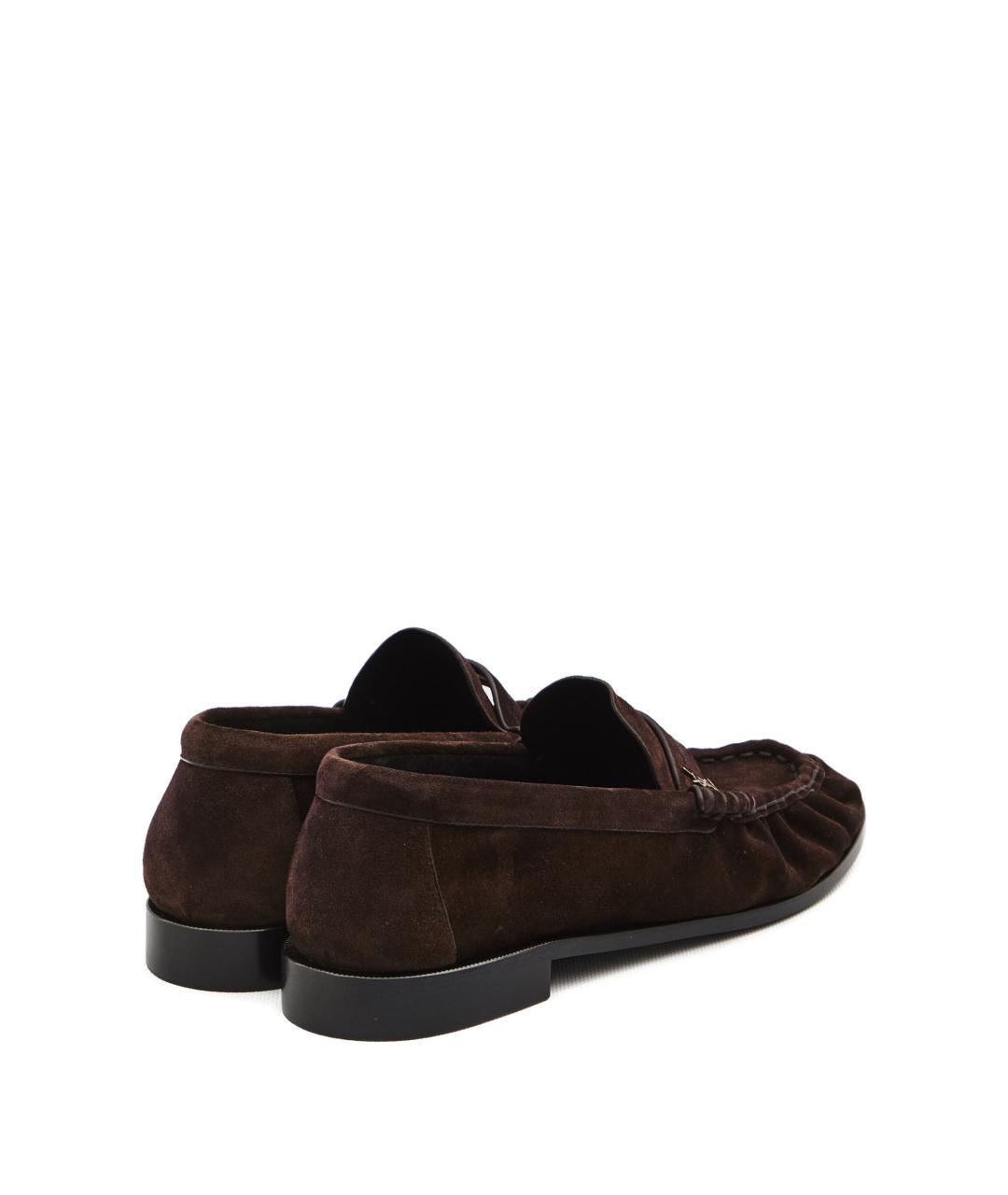 SAINT LAURENT Коричневые замшевые лоферы, фото 3
