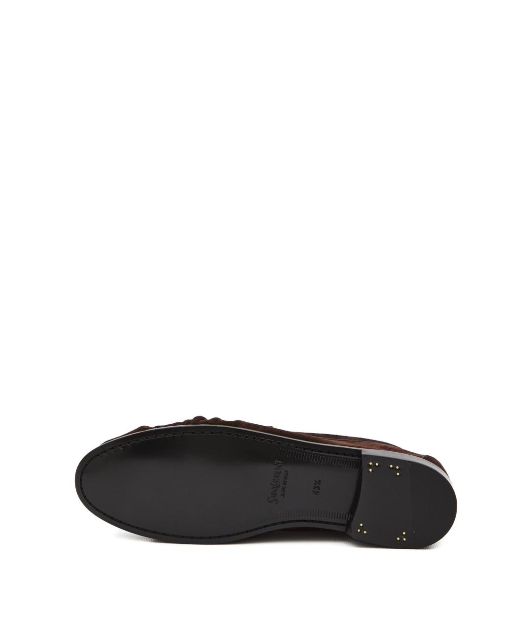 SAINT LAURENT Коричневые замшевые лоферы, фото 2