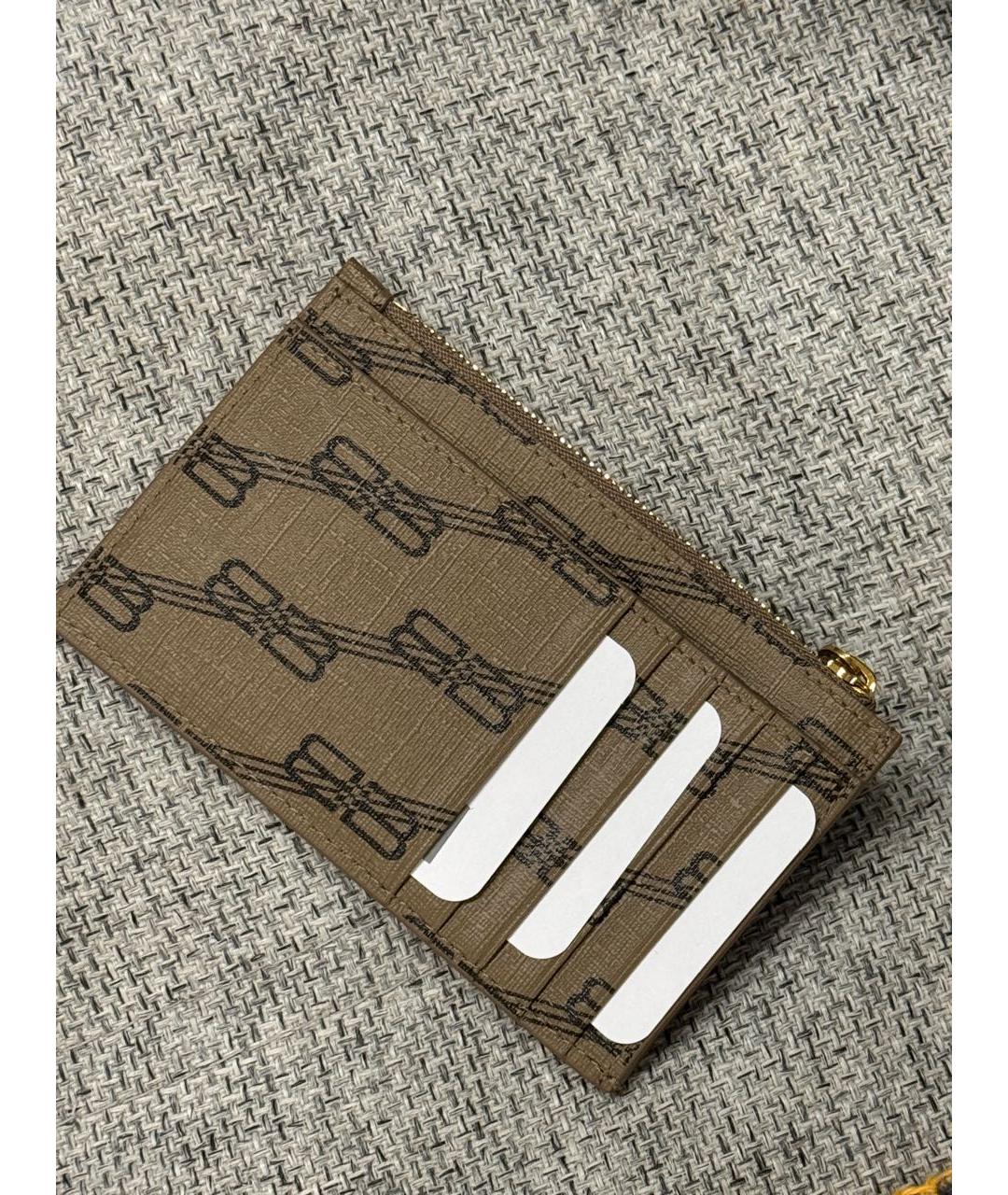 BALENCIAGA Бежевый кожаный кардхолдер, фото 3