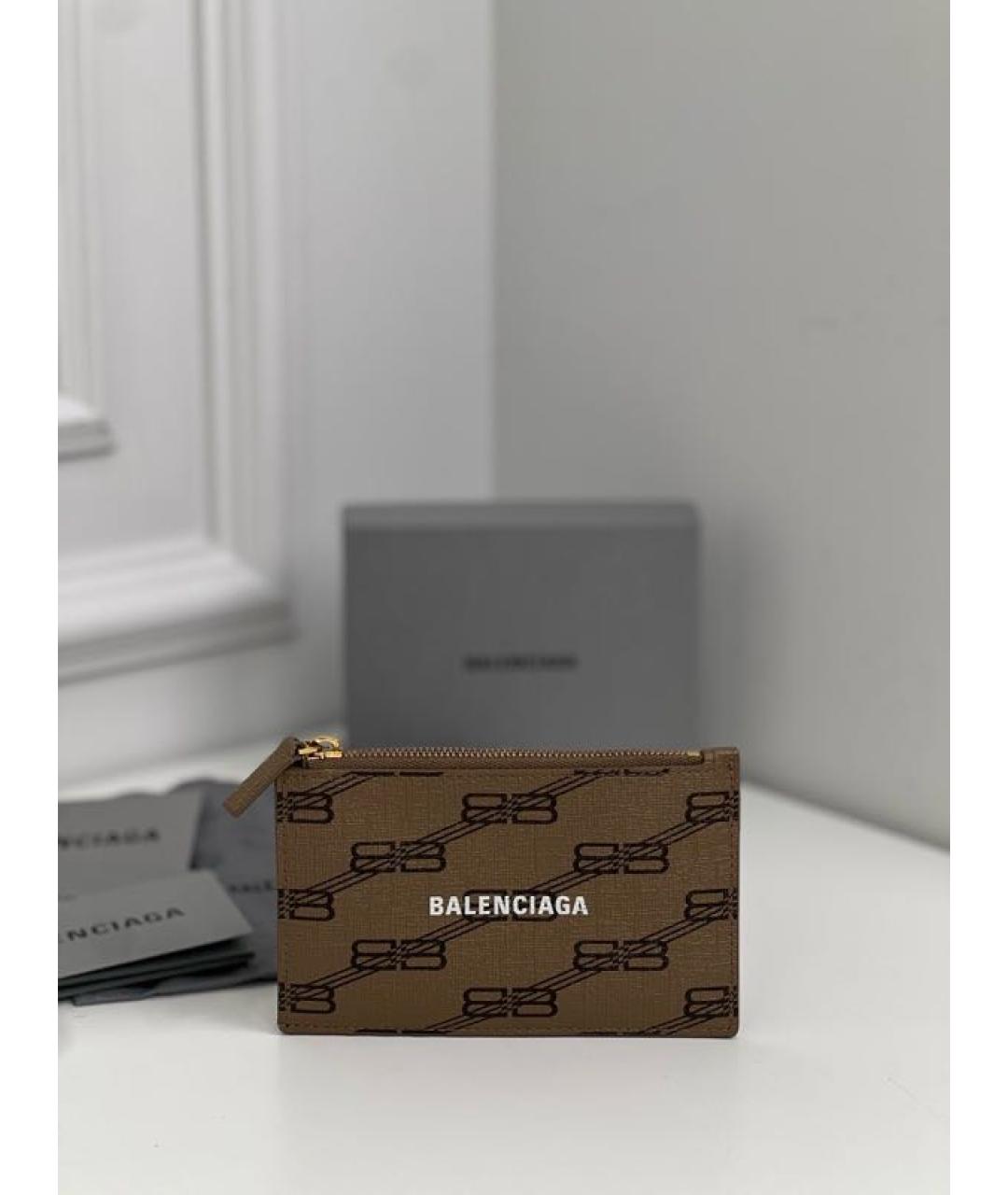 BALENCIAGA Бежевый кожаный кардхолдер, фото 2