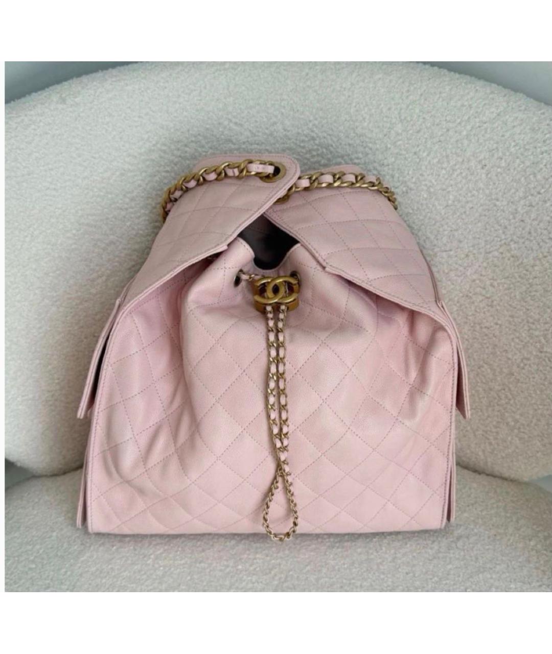 CHANEL Розовая кожаная сумка с короткими ручками, фото 6