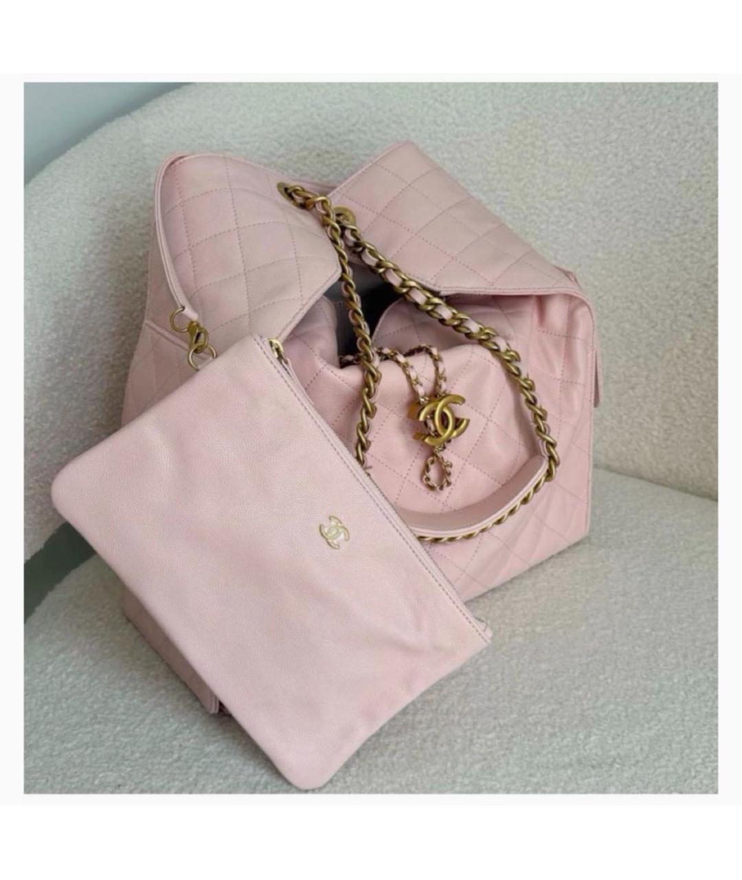 CHANEL Розовая кожаная сумка с короткими ручками, фото 3