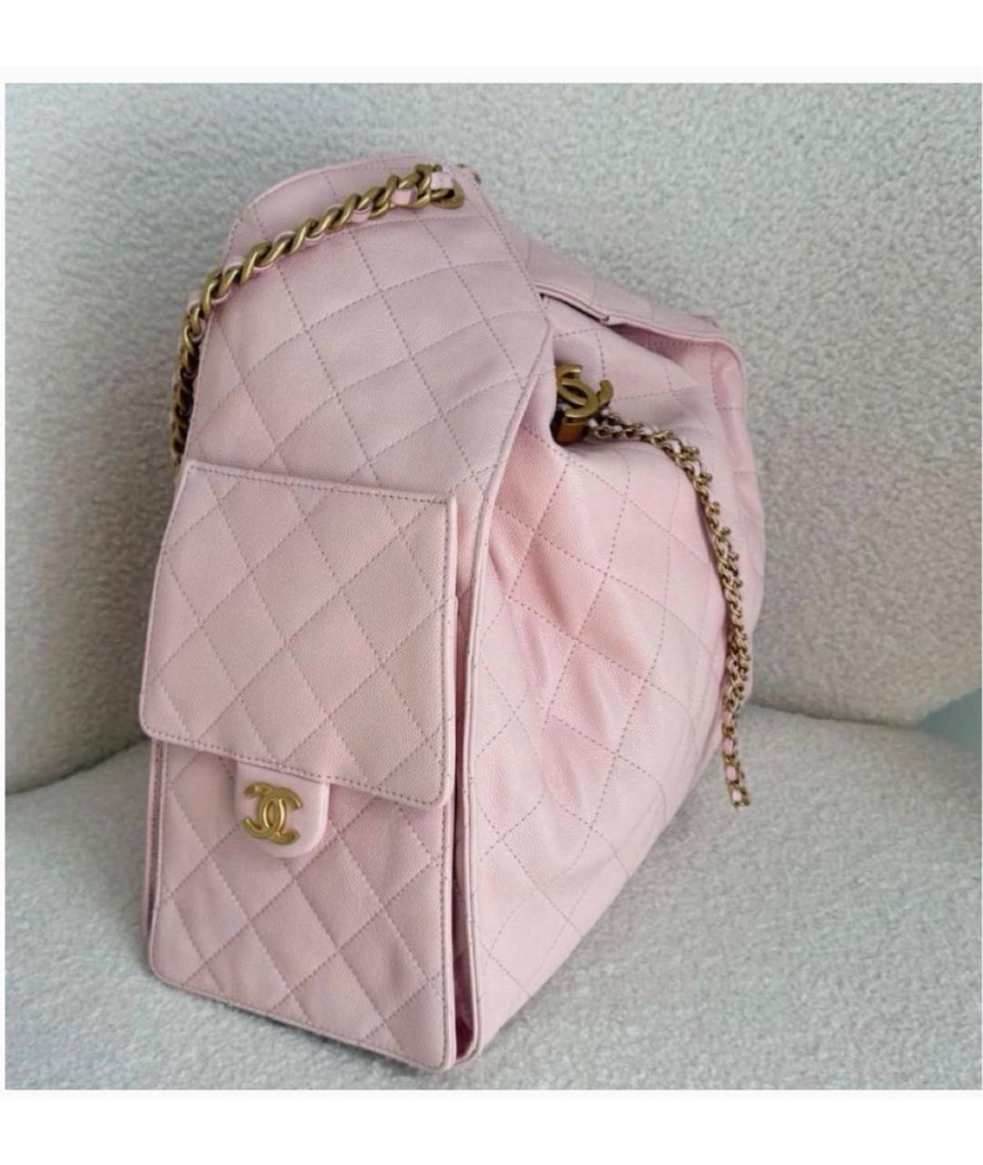 CHANEL Розовая кожаная сумка с короткими ручками, фото 2