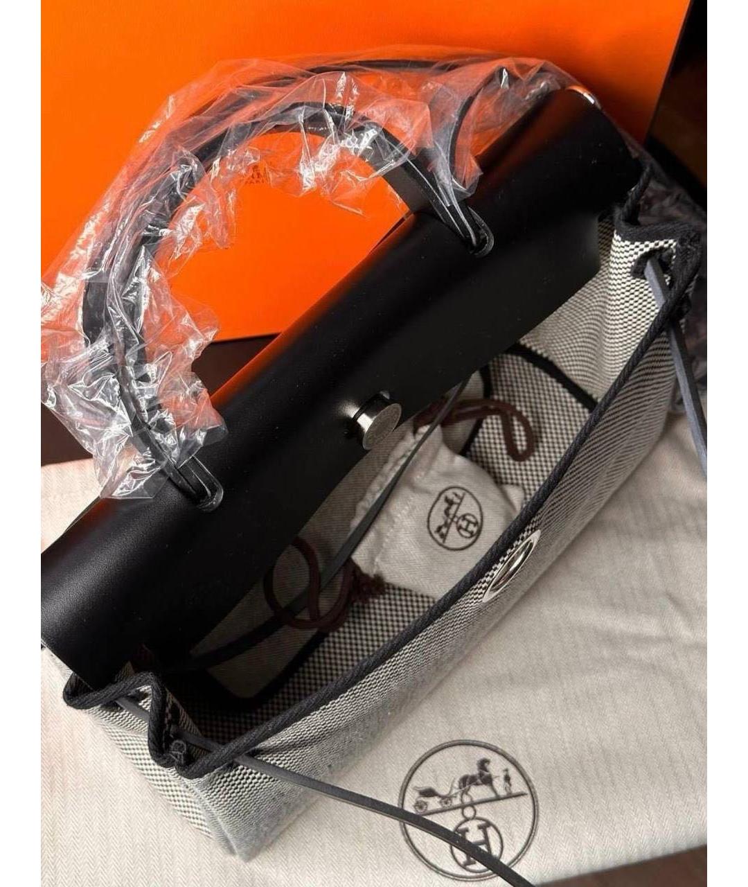 HERMES Серая тканевая сумка через плечо, фото 4