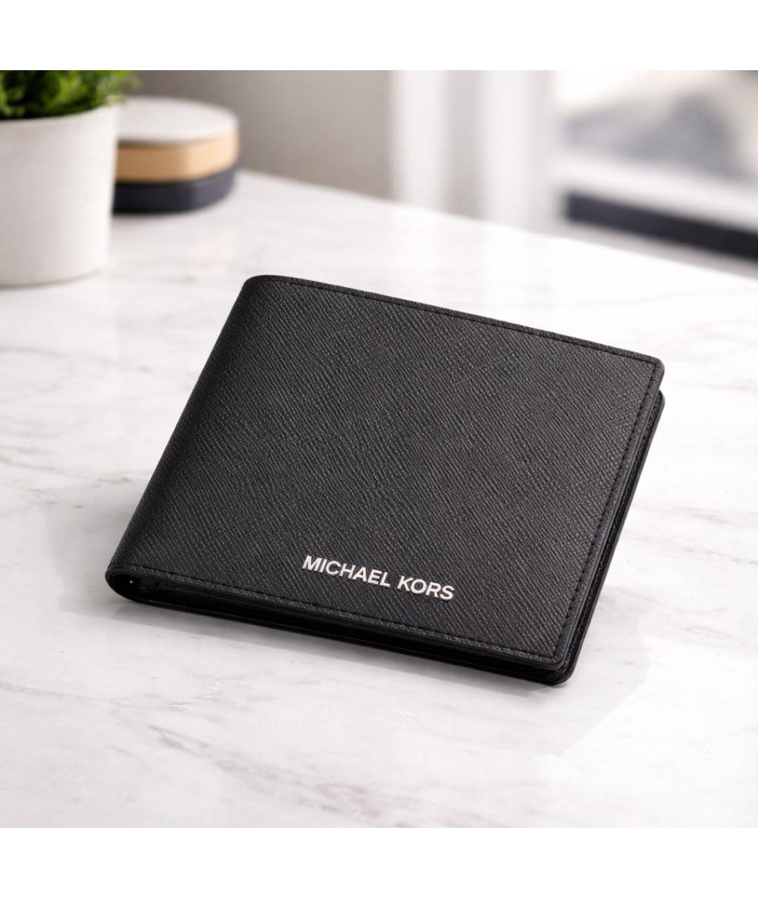 MICHAEL KORS Черный кожаный кошелек, фото 6