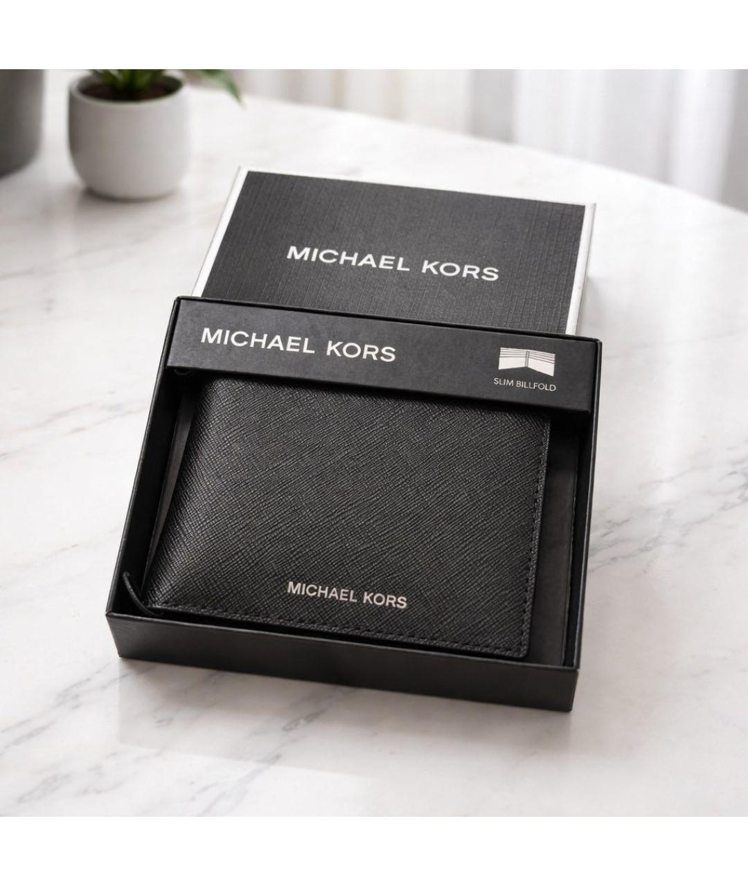 MICHAEL KORS Черный кожаный кошелек, фото 2