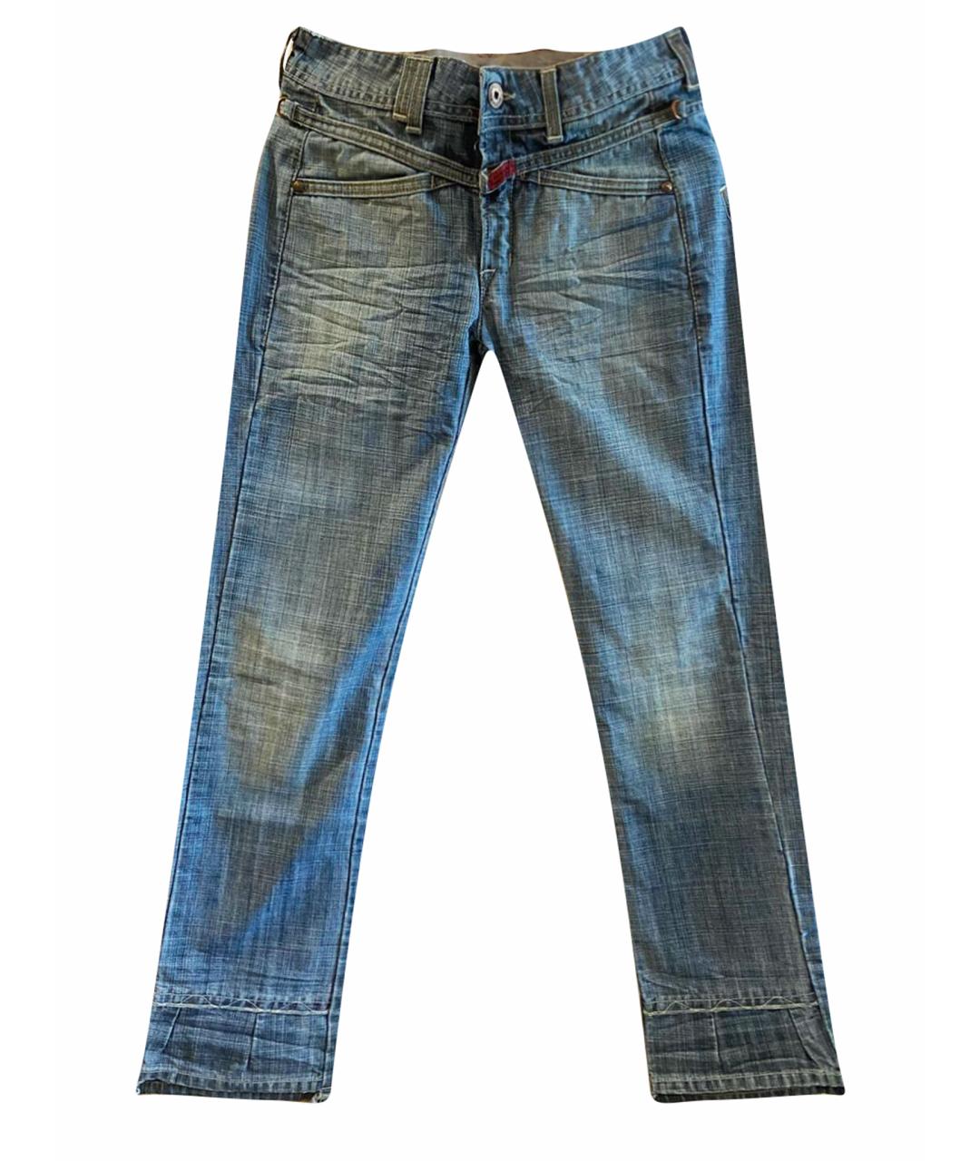 MARITHE FRANCOIS GIRBAUD Синие хлопко-полиэстеровые прямые джинсы, фото 1