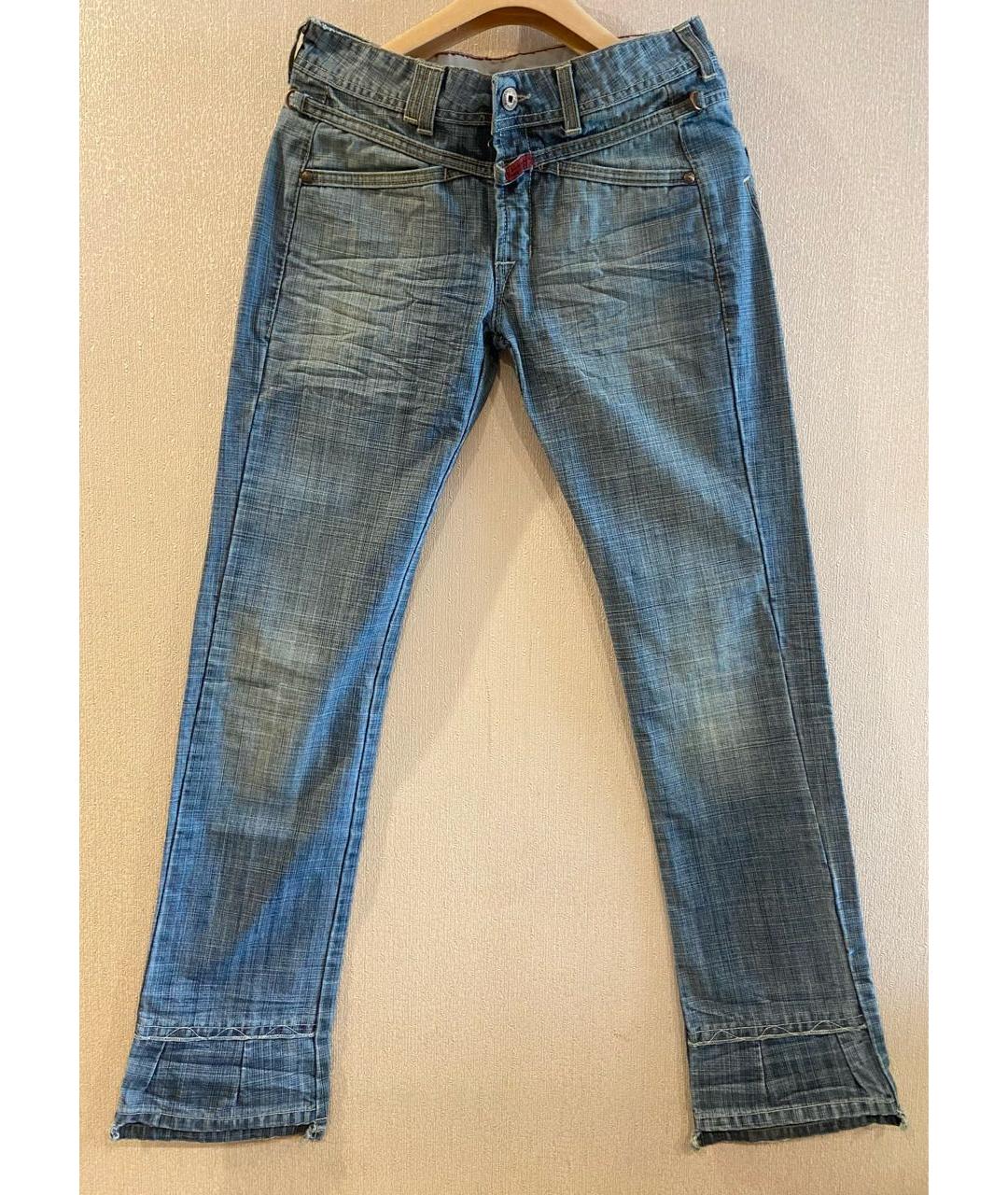 MARITHE FRANCOIS GIRBAUD Синие хлопко-полиэстеровые прямые джинсы, фото 9