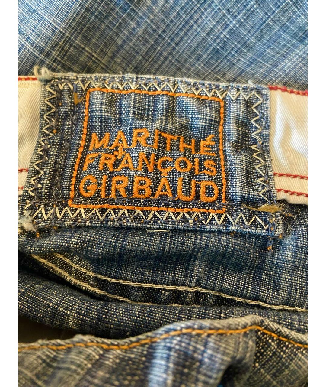 MARITHE FRANCOIS GIRBAUD Синие хлопко-полиэстеровые прямые джинсы, фото 2