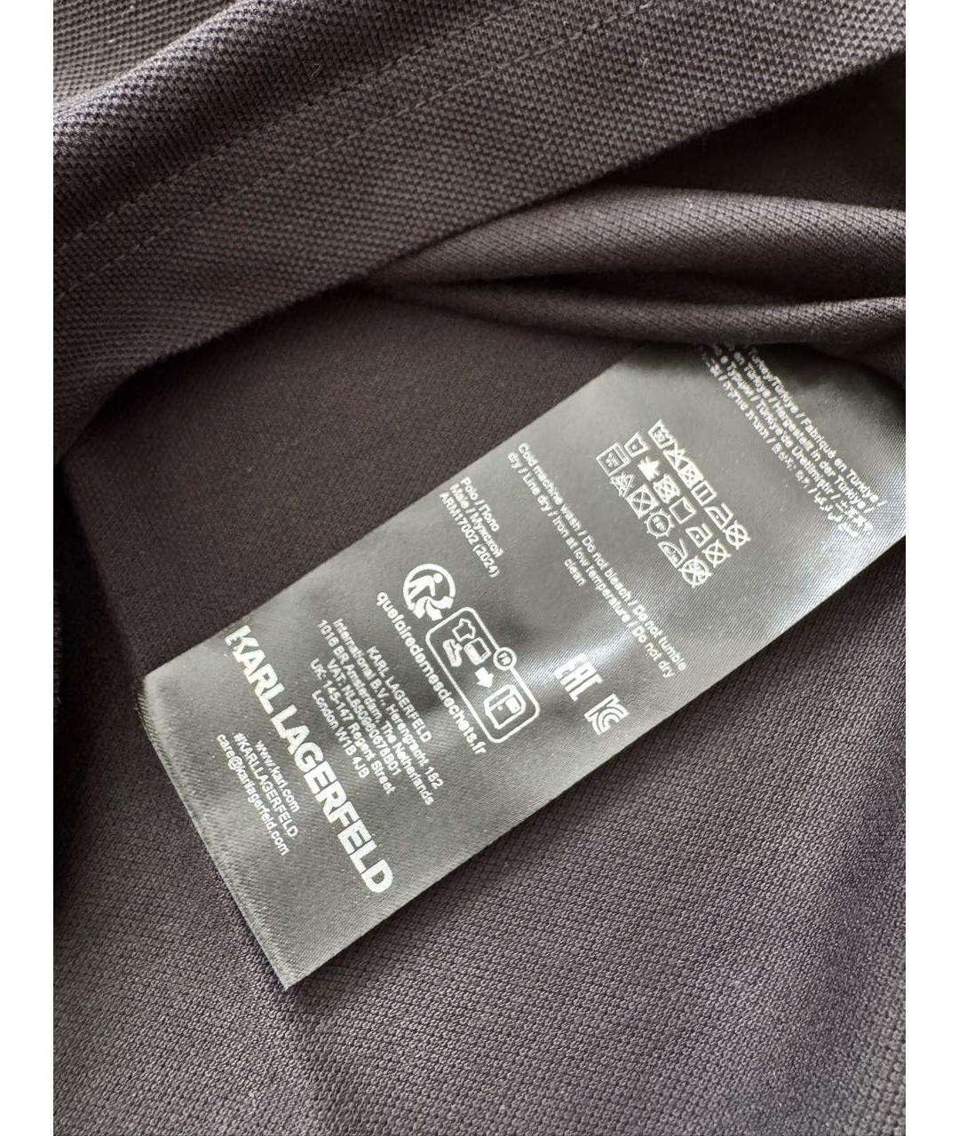 KARL LAGERFELD Черное хлопковое поло с коротким рукавом, фото 7
