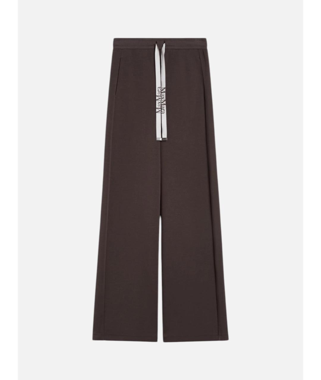 'S MAX MARA Коричневые хлопковые прямые брюки, фото 5