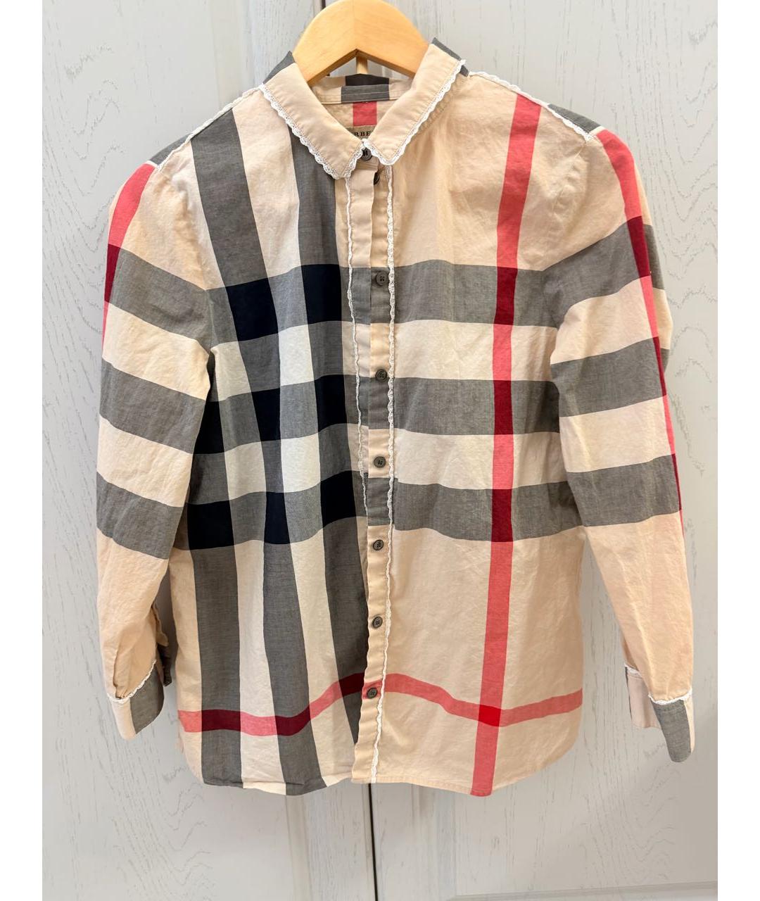 BURBERRY Бежевая хлопковая рубашка, фото 5