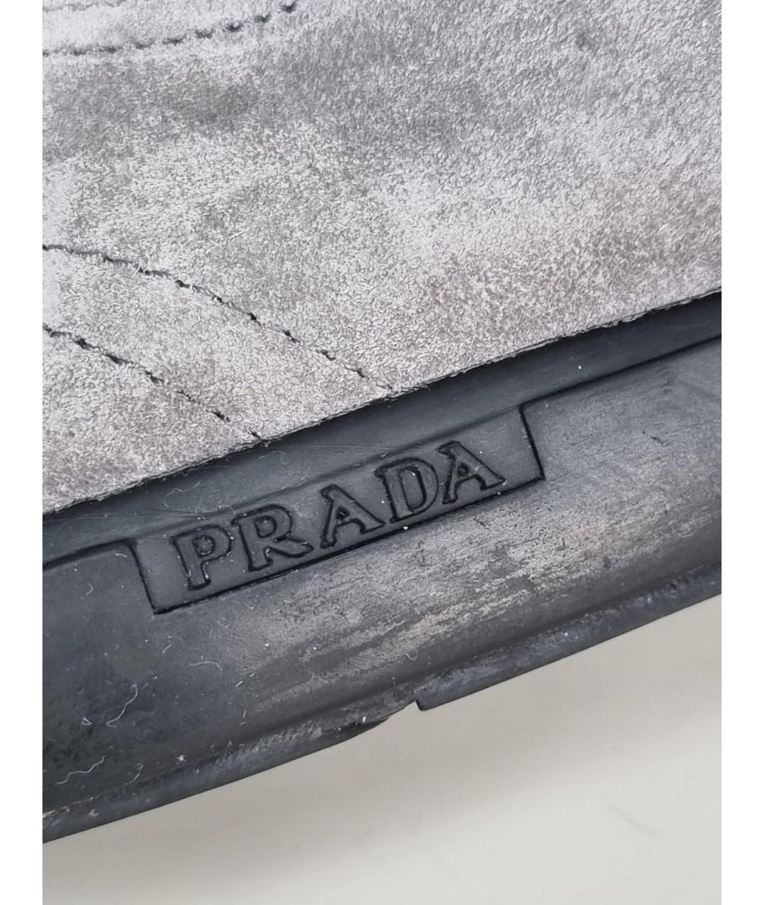 PRADA Серые замшевые кеды, фото 7