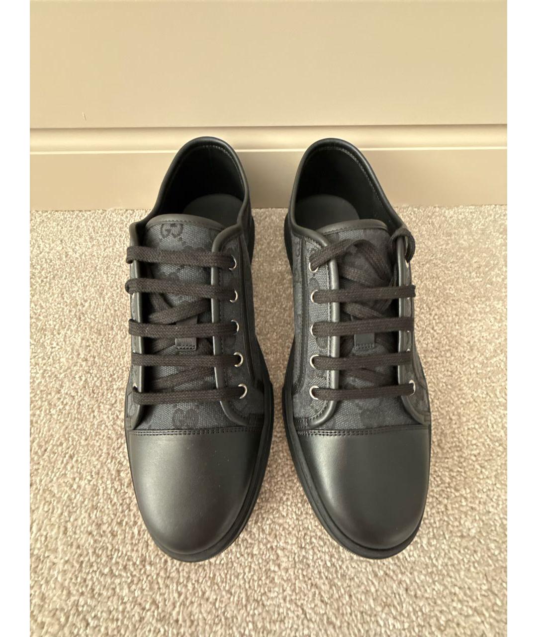 GUCCI Антрацитовые текстильные низкие кроссовки / кеды, фото 2