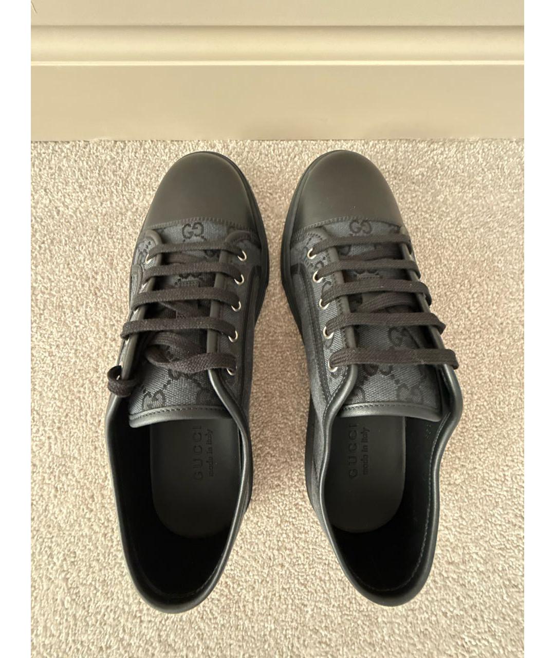 GUCCI Антрацитовые текстильные низкие кроссовки / кеды, фото 3