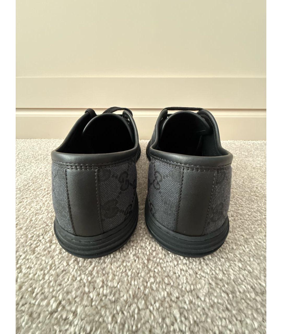 GUCCI Антрацитовые текстильные низкие кроссовки / кеды, фото 4