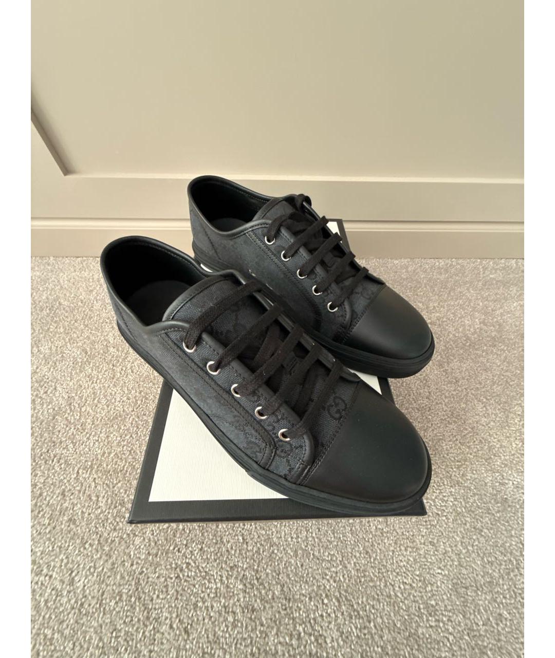 GUCCI Антрацитовые текстильные низкие кроссовки / кеды, фото 5