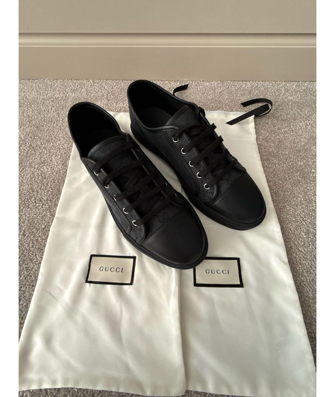 GUCCI Антрацитовые текстильные низкие кроссовки / кеды, фото 6