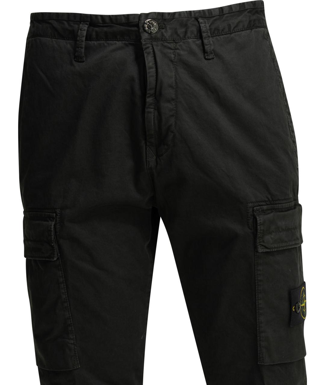 STONE ISLAND Черные хлопковые повседневные брюки, фото 3