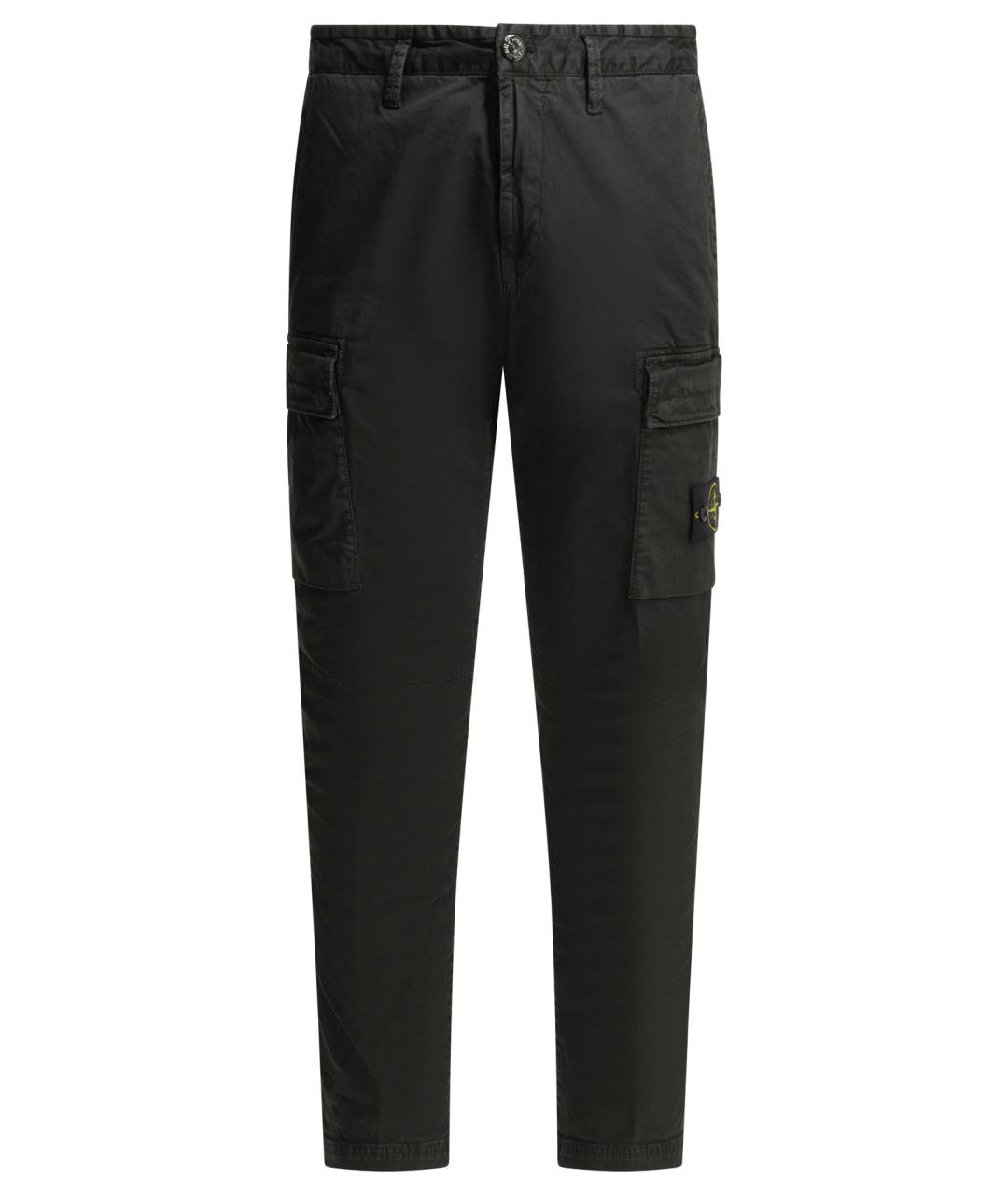 STONE ISLAND Черные хлопковые повседневные брюки, фото 1