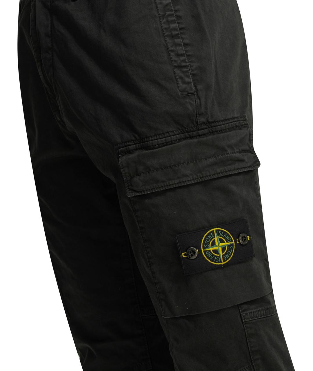 STONE ISLAND Черные хлопковые повседневные брюки, фото 4