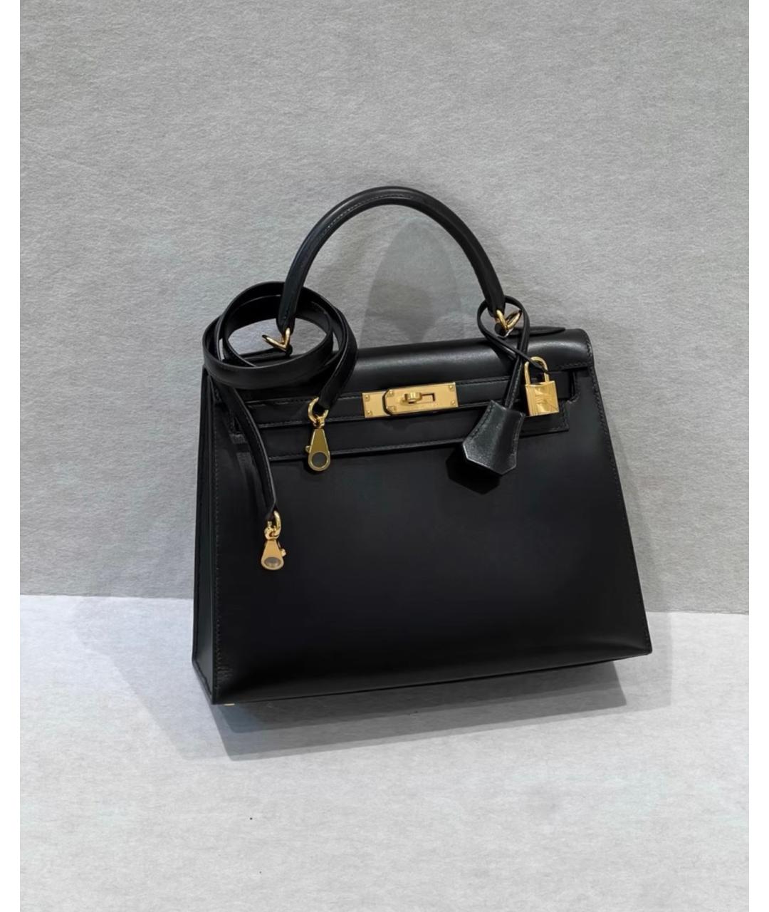 HERMES Черная кожаная сумка через плечо, фото 2