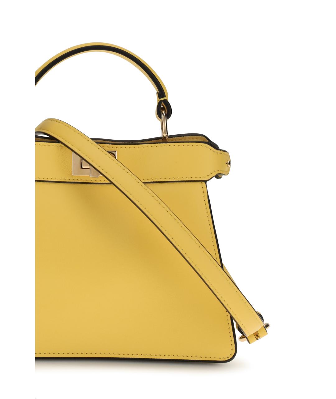 FENDI Желтая кожаная сумка через плечо, фото 4