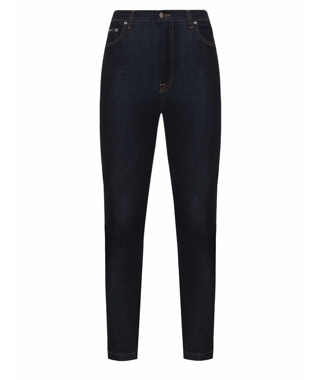 DOLCE&GABBANA Темно-синие хлопко-лиоцелловые джинсы слим, фото 1
