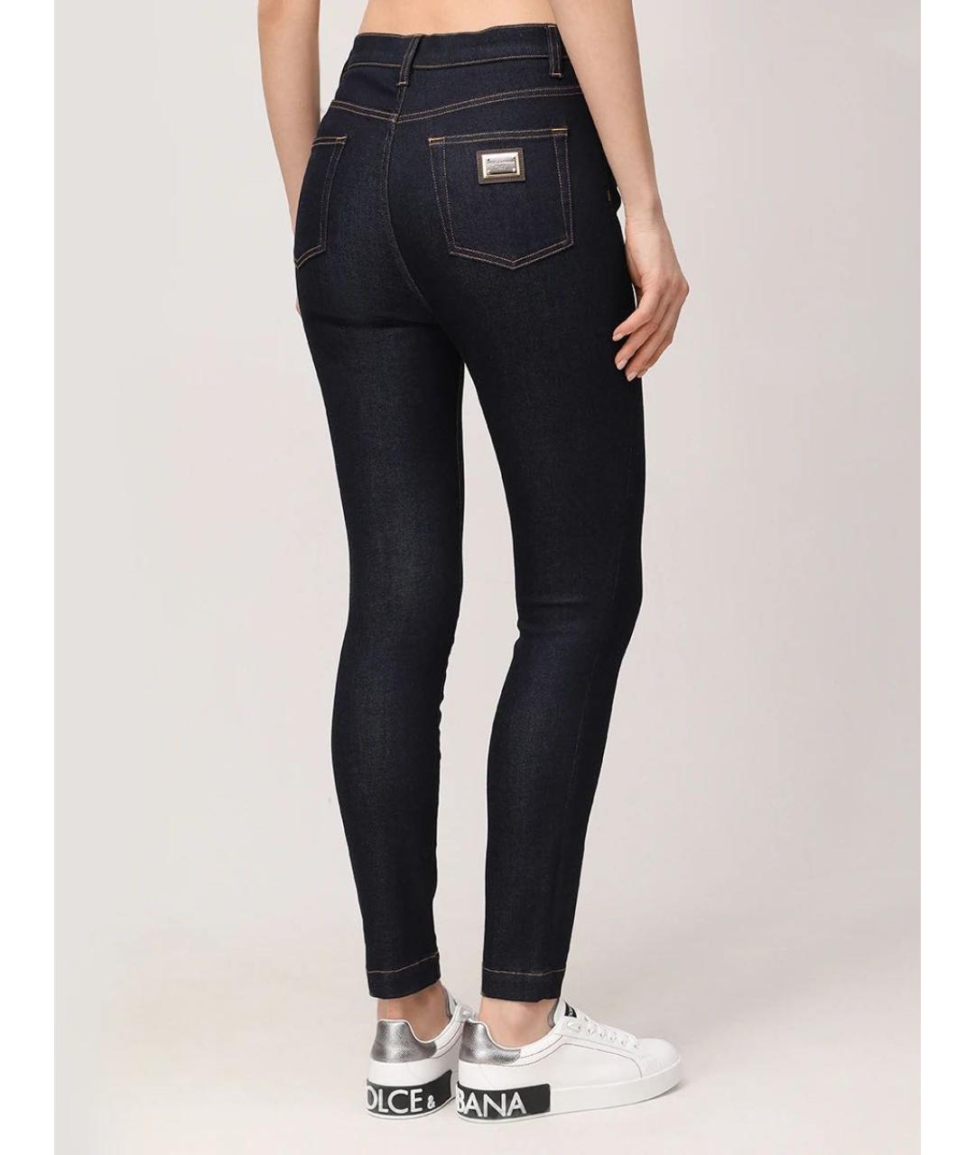 DOLCE&GABBANA Темно-синие хлопко-лиоцелловые джинсы слим, фото 3