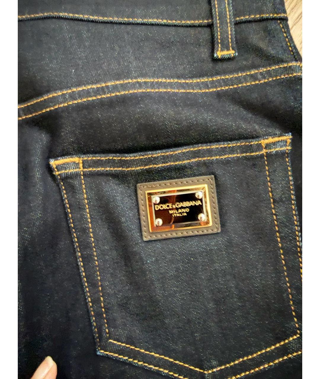 DOLCE&GABBANA Темно-синие хлопко-лиоцелловые джинсы слим, фото 6
