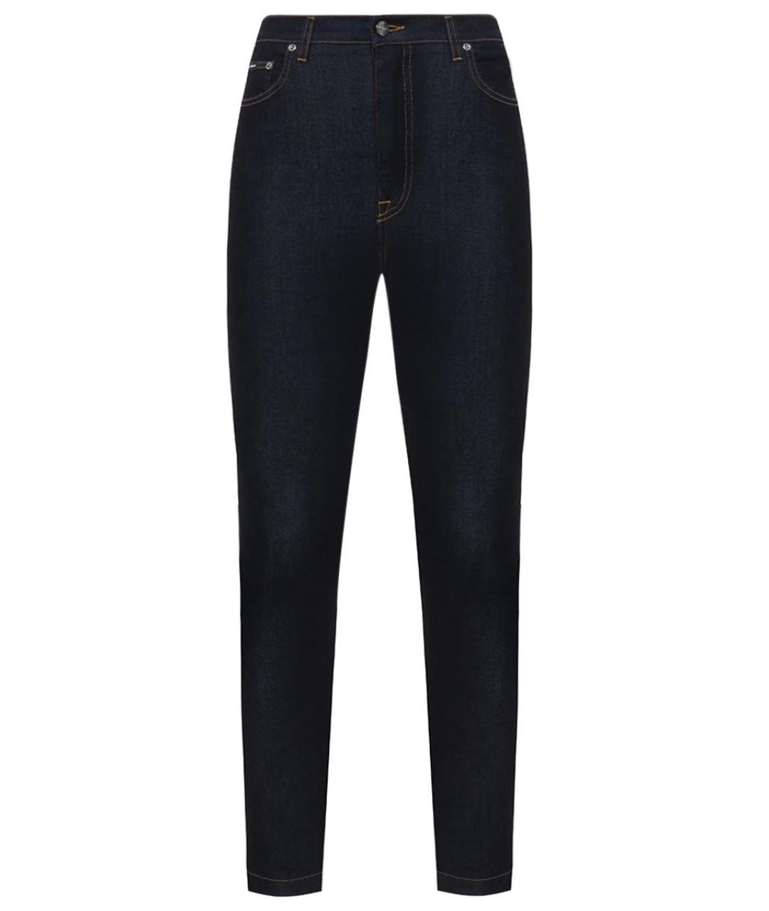 DOLCE&GABBANA Темно-синие хлопко-лиоцелловые джинсы слим, фото 8