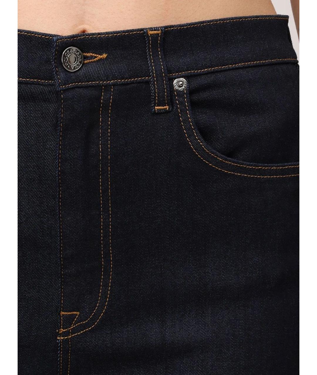 DOLCE&GABBANA Темно-синие хлопко-лиоцелловые джинсы слим, фото 5