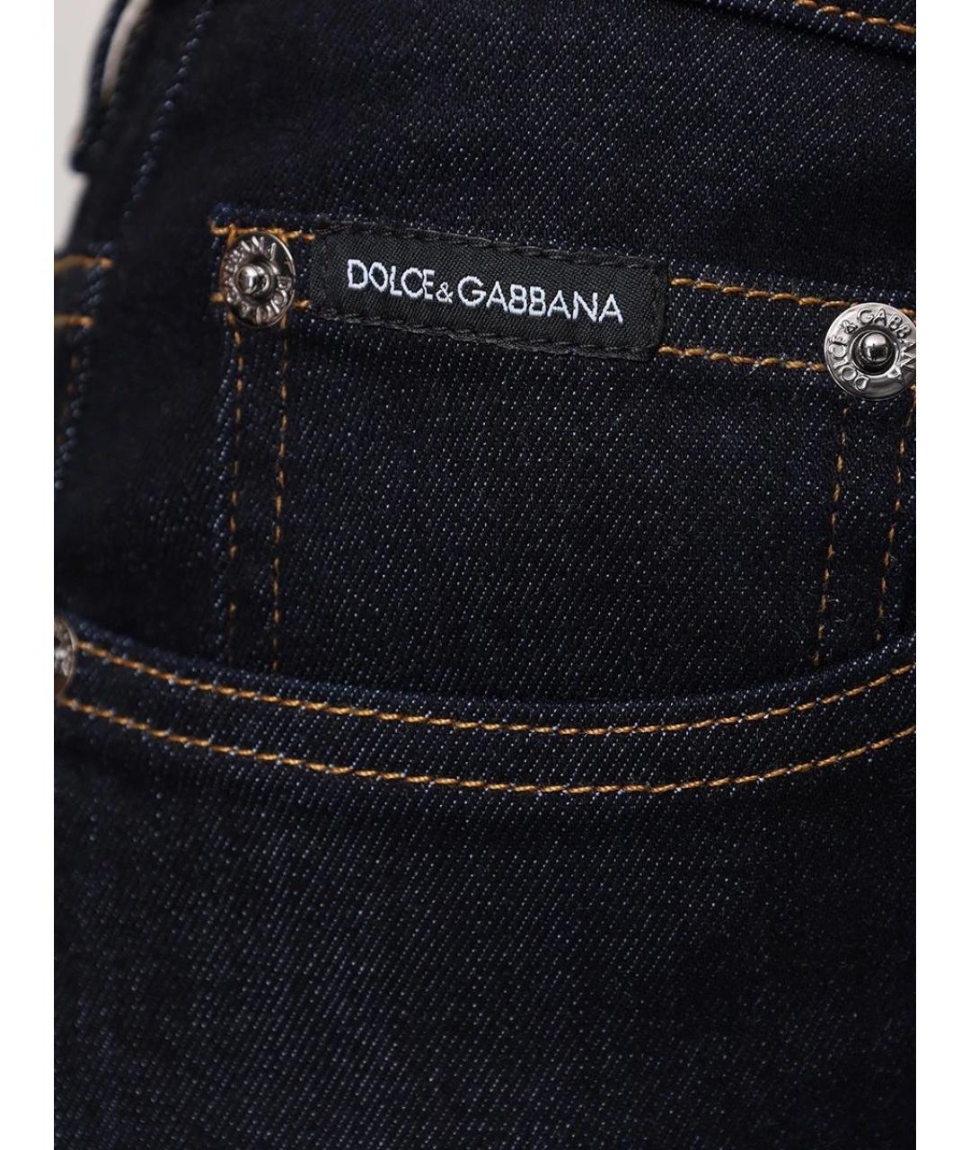 DOLCE&GABBANA Темно-синие хлопко-лиоцелловые джинсы слим, фото 4