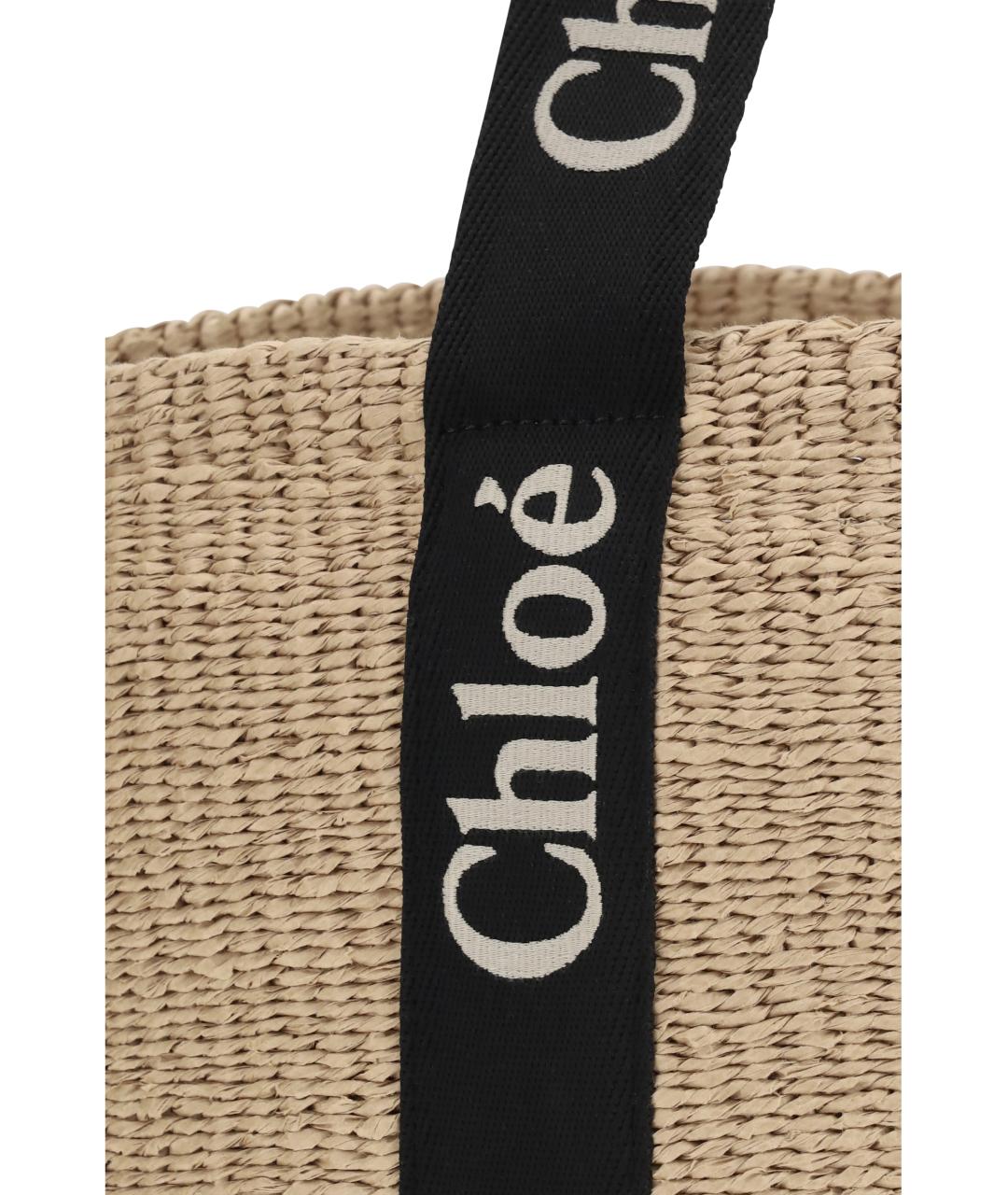 CHLOE Бежевая пелетеная сумка тоут, фото 4