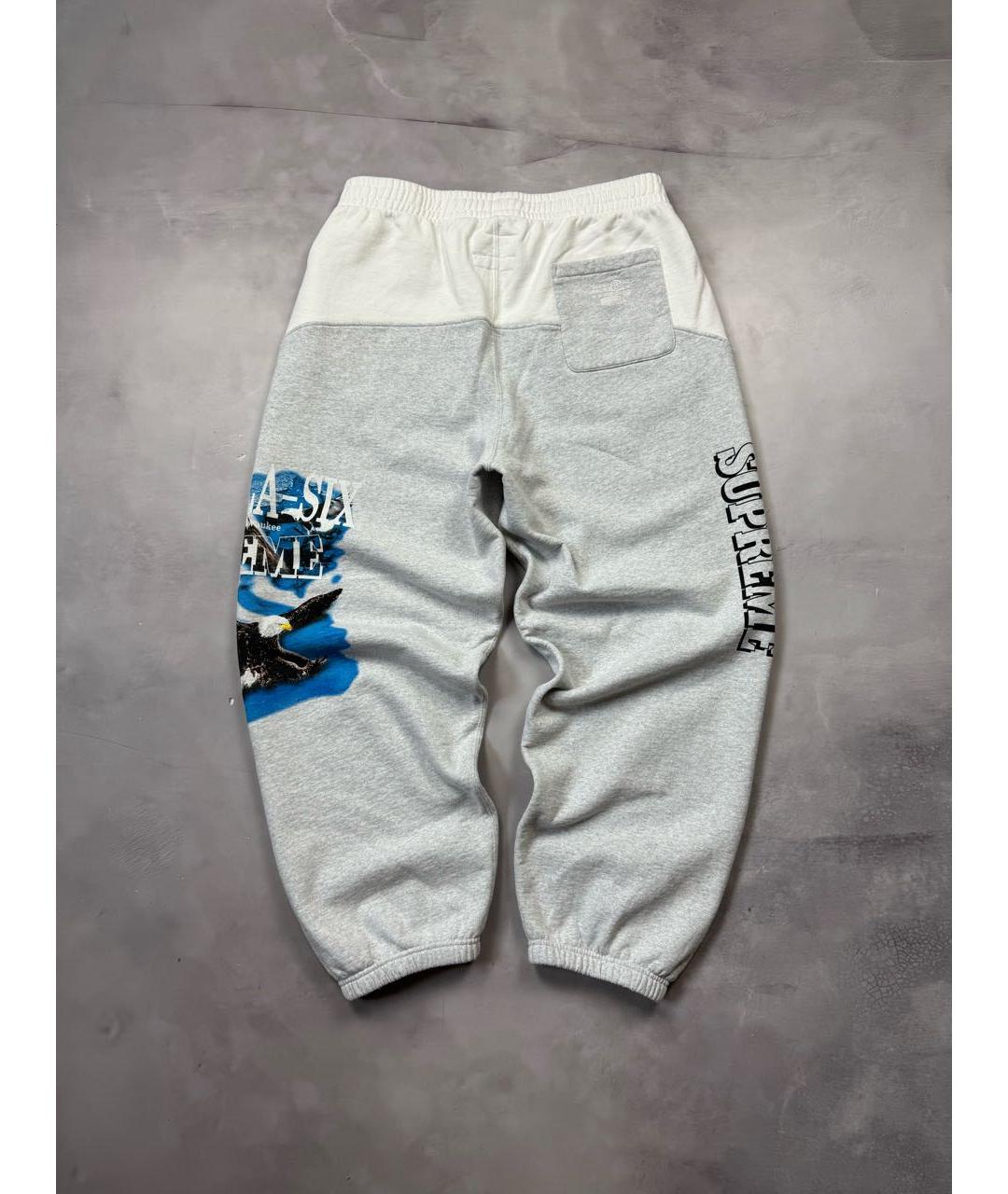 SUPREME Серые хлопковые повседневные брюки, фото 2