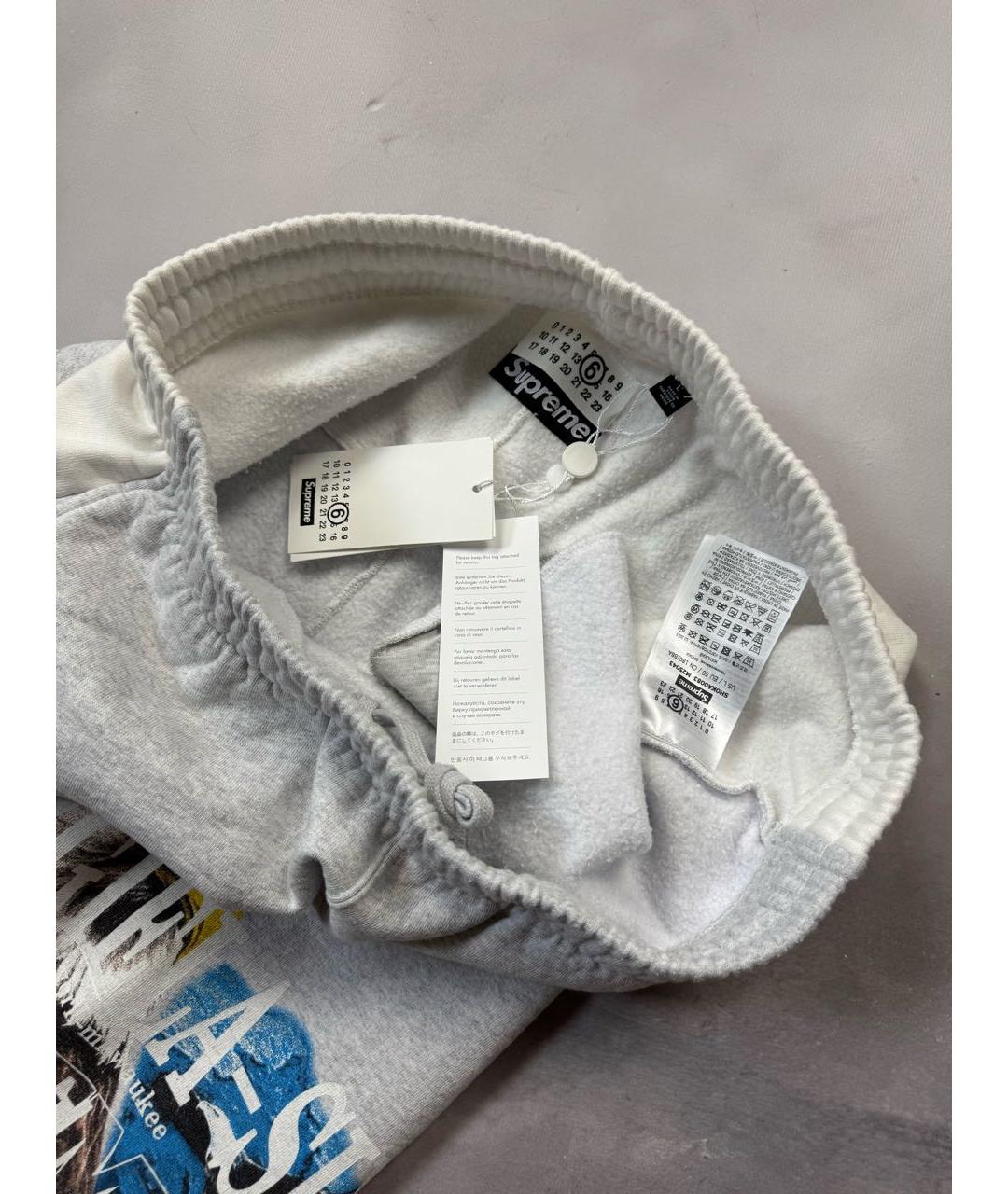 SUPREME Серые хлопковые повседневные брюки, фото 5