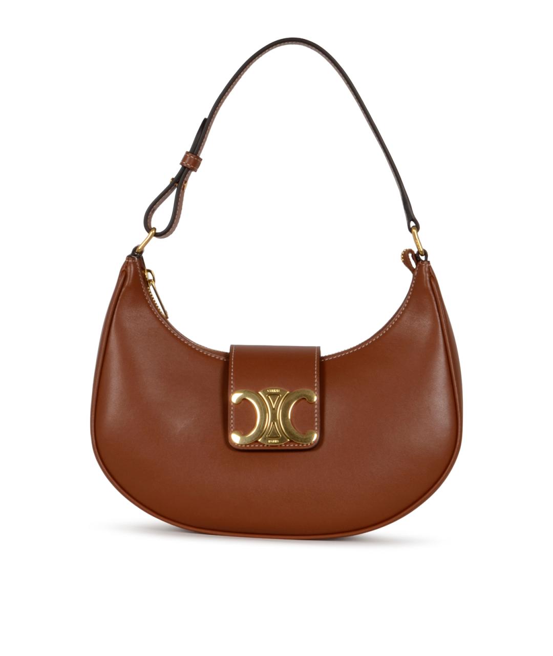 CELINE Коричневая кожаная сумка через плечо, фото 1