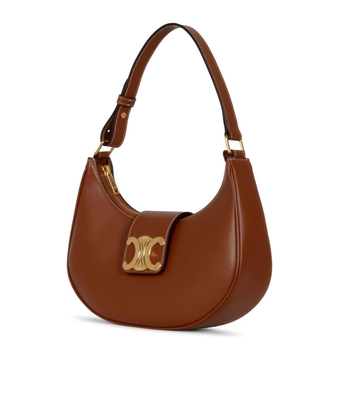 CELINE Коричневая кожаная сумка через плечо, фото 2