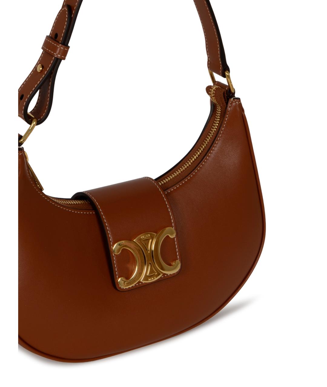 CELINE Коричневая кожаная сумка через плечо, фото 4