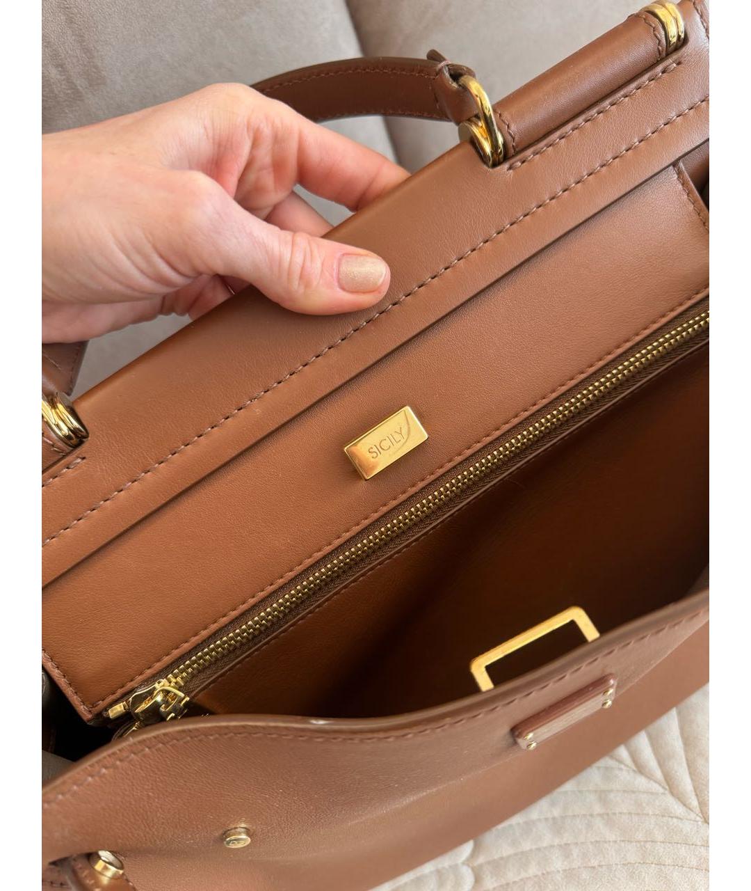 DOLCE&GABBANA Коричневая кожаная сумка через плечо, фото 3