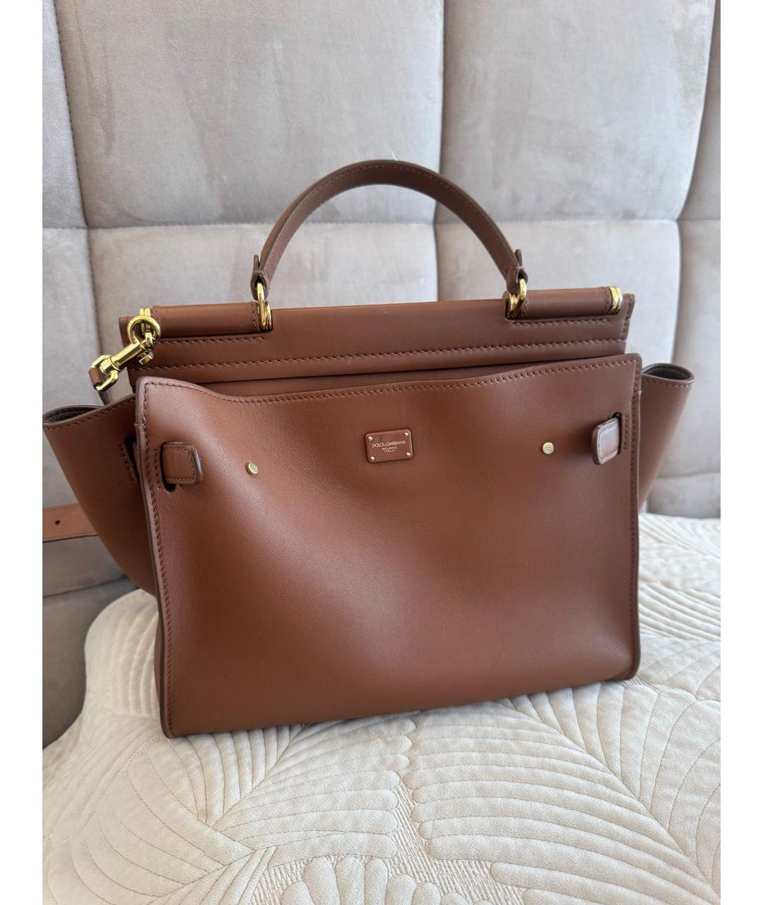 DOLCE&GABBANA Коричневая кожаная сумка через плечо, фото 6