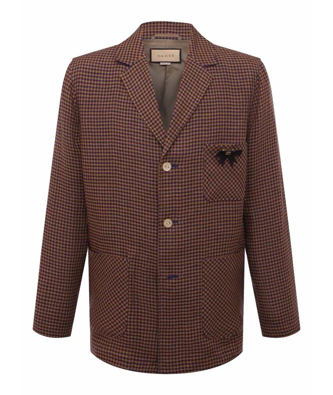 GUCCI Коричневый льняной пиджак, фото 1